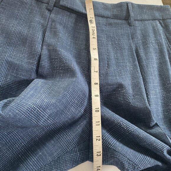Hugo Boss New! Virgin Wool Linen Blend Plaid Pleated Trouser Dress Pant Stretch - Picture 13 of 16